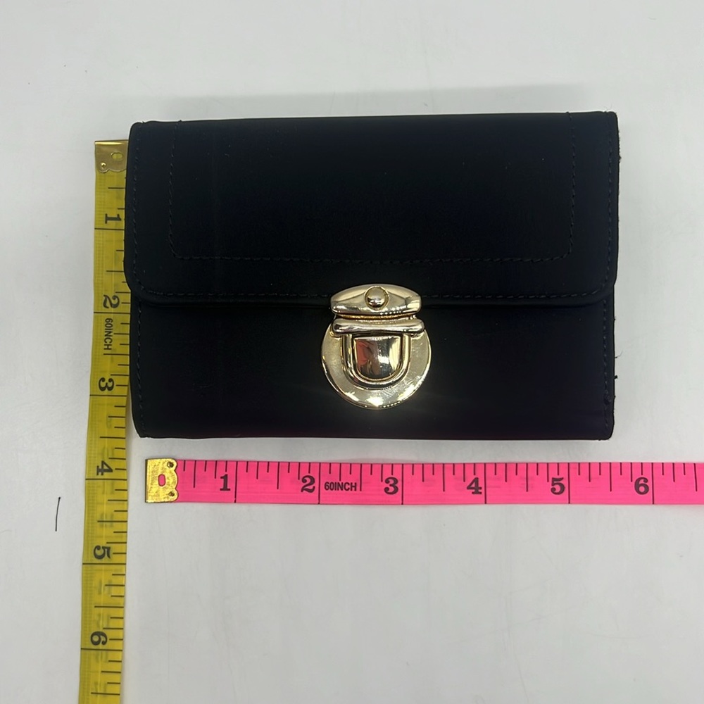 Nine West Nylon Fabric Medium Trifold Wallet Black with Gold Toned Hardware - Picture 15 of 15